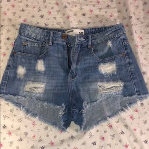 Distressed High Waisted Garage Shorts